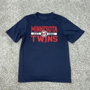 Minnesota Twins Shirt Mens Medium Navy Blue MLB Baseball Sports Logo Casual Tee